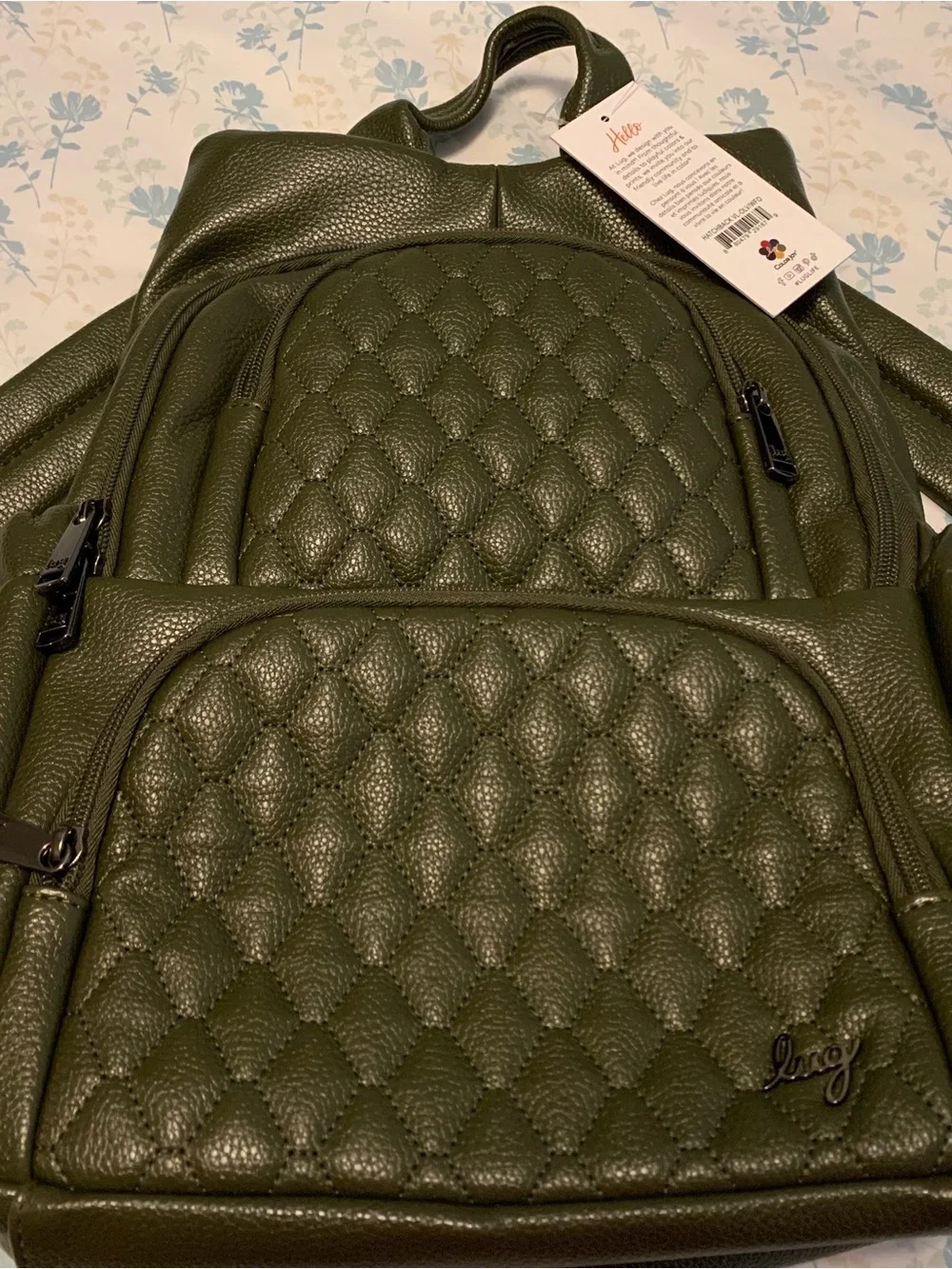 lug Olive Green Quilted Backpack